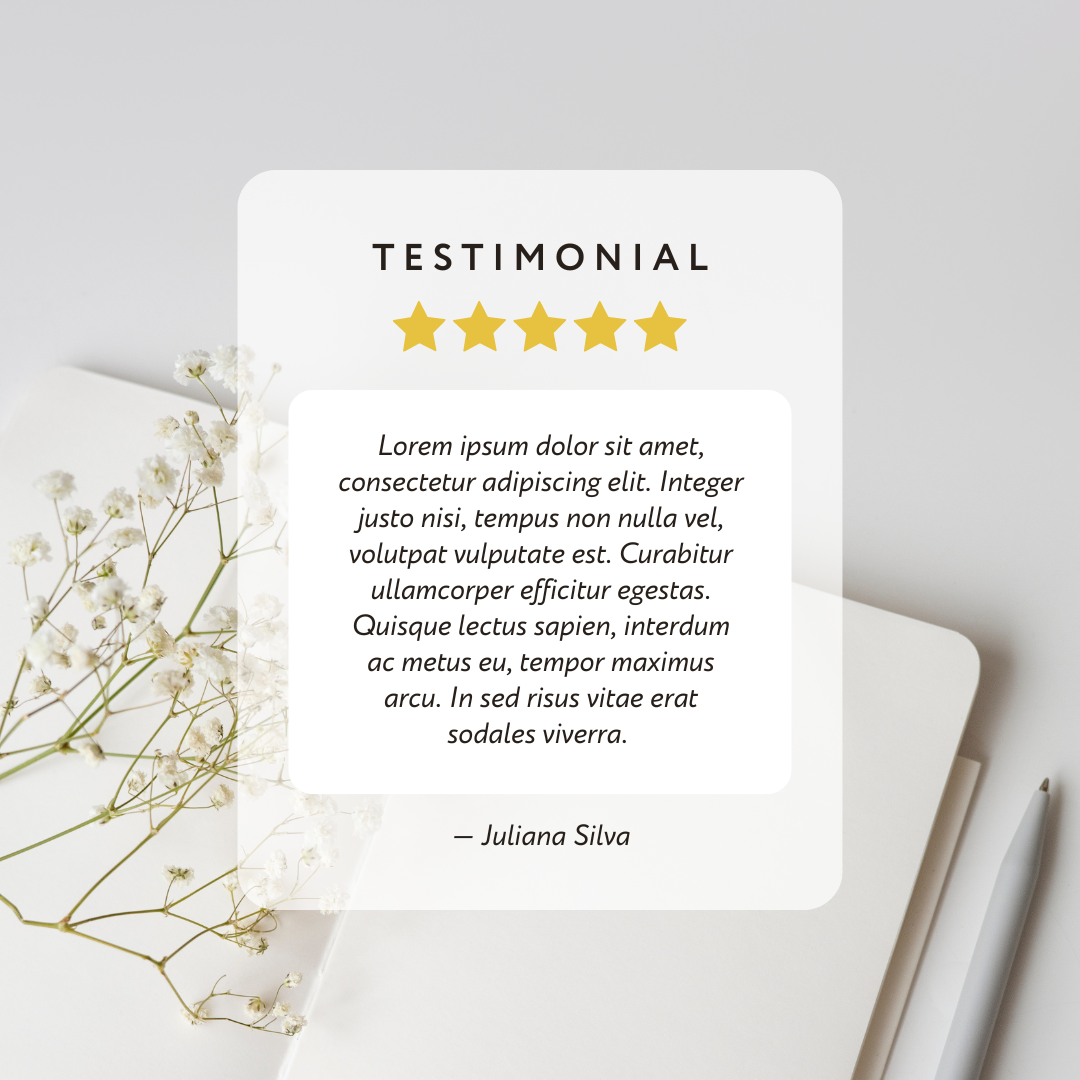 White Elegant Minimalist Testimonial For Women's Business Instagram Post